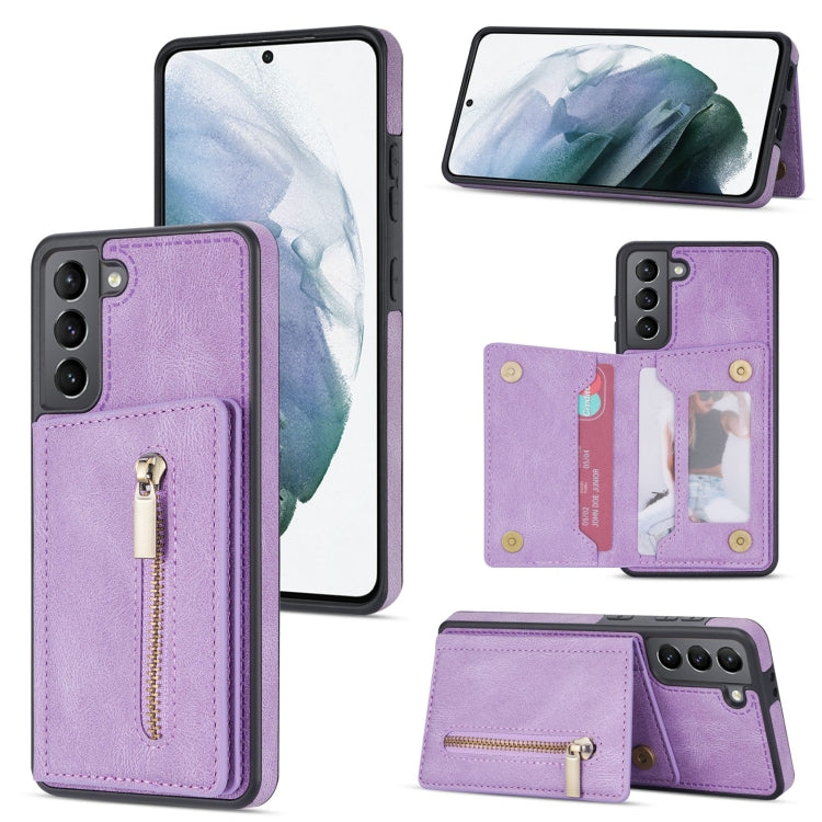 Custodia per telefono con porta carte di credito con cerniera, For Samsung Galaxy S20 FE, For Samsung Galaxy S20 Ultra, For Samsung Galaxy S21 Ultra 5G, For Samsung Galaxy S21+ 5G