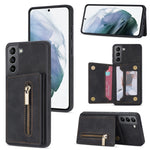 Custodia per telefono con porta carte di credito con cerniera, For Samsung Galaxy S21 5G, For Samsung Galaxy S21 FE 5G, For Samsung Galaxy S22 5G, For Samsung Galaxy S22+ 5G