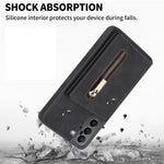 Custodia per telefono con porta carte di credito con cerniera, For Samsung Galaxy S21 5G, For Samsung Galaxy S21 FE 5G, For Samsung Galaxy S22 5G, For Samsung Galaxy S22+ 5G