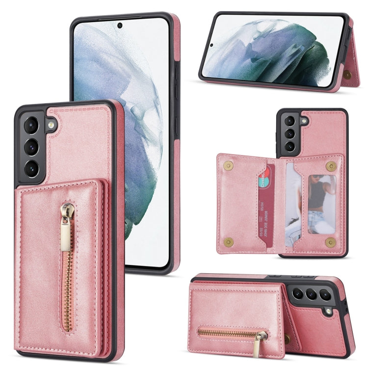Custodia per telefono con porta carte di credito con cerniera, For Samsung Galaxy S21 5G, For Samsung Galaxy S21 FE 5G, For Samsung Galaxy S22 5G, For Samsung Galaxy S22+ 5G