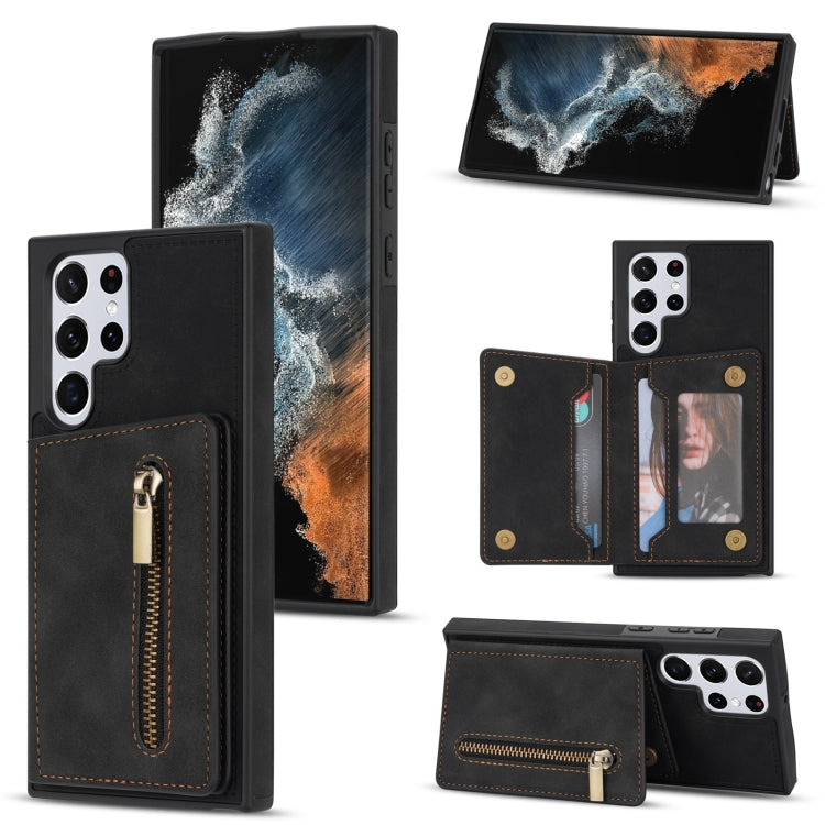 Custodia per telefono con porta carte di credito con cerniera, For Samsung Galaxy S22 Ultra 5G, For Samsung Galaxy A53 5G