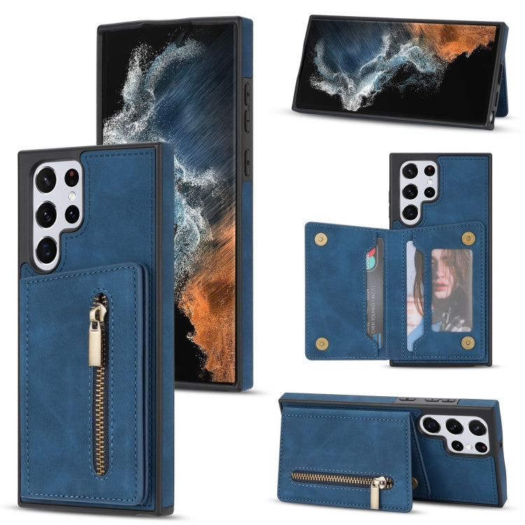 Custodia per telefono con porta carte di credito con cerniera, For Samsung Galaxy S22 Ultra 5G, For Samsung Galaxy A53 5G
