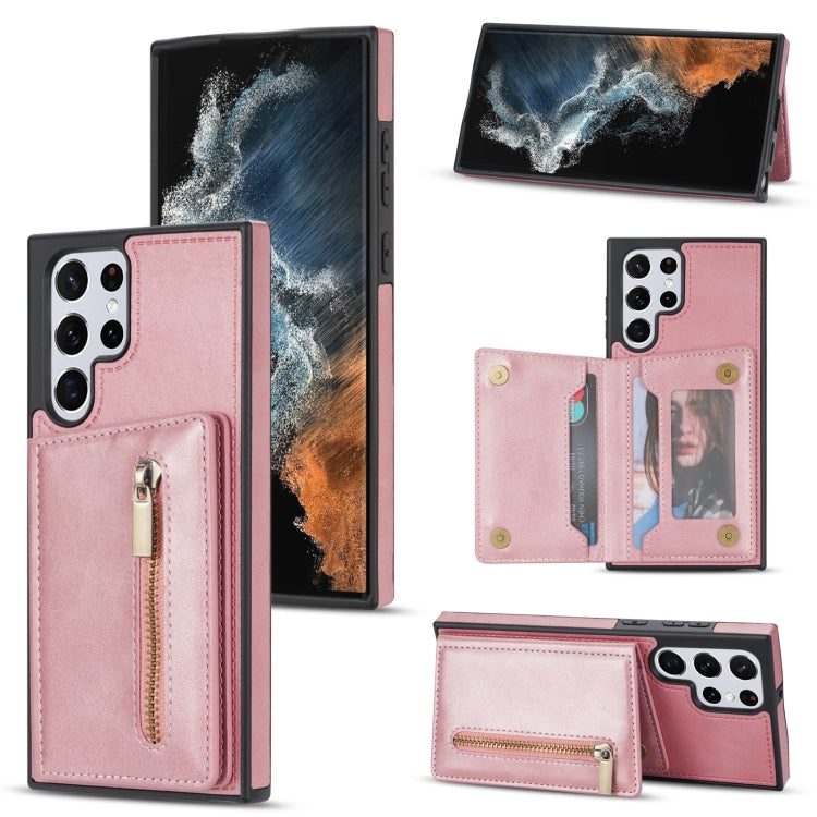 Custodia per telefono con porta carte di credito con cerniera, For Samsung Galaxy S22 Ultra 5G, For Samsung Galaxy A53 5G