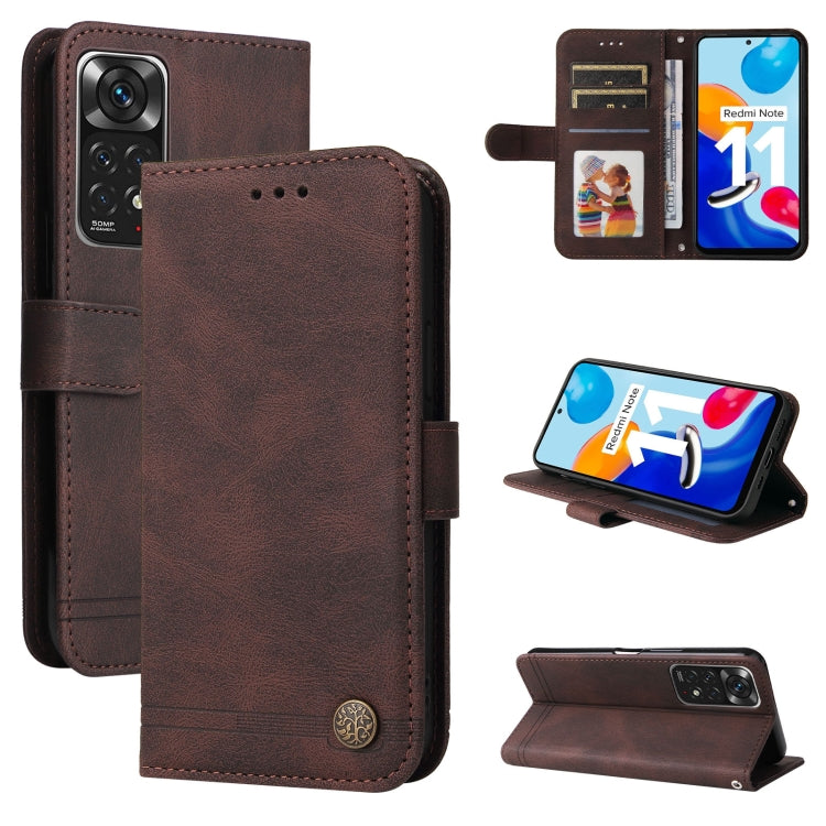 Custodia per telefono in pelle con bottone in metallo con albero della vita Skin Feel, For Xiaomi Redmi Note 11E / 10 Prime+ 5G, For Honor 50 Pro / Huawei nova 9 Pro, For Infinix Note 11, For OPPO Realme GT Neo3