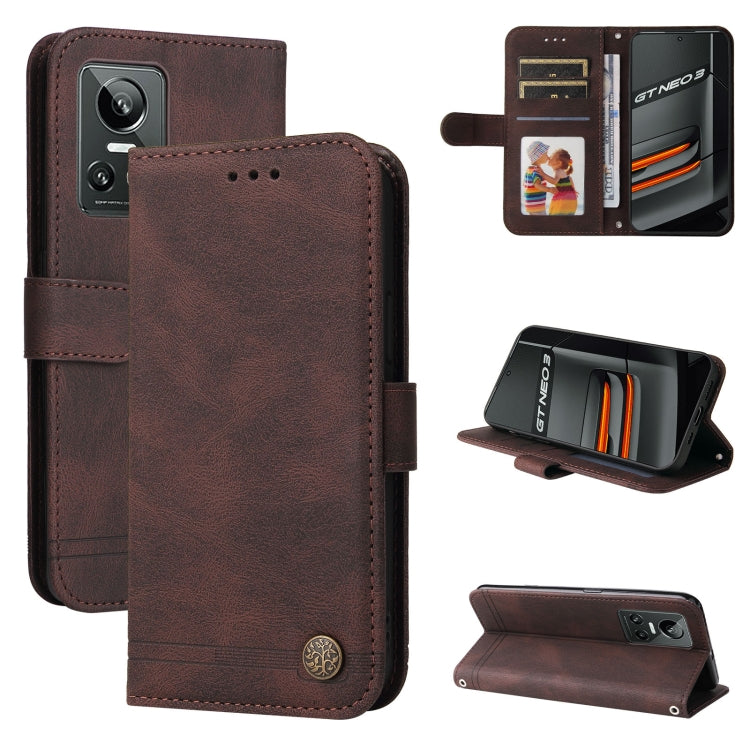 Custodia per telefono in pelle con bottone in metallo con albero della vita Skin Feel, For Xiaomi Redmi Note 11E / 10 Prime+ 5G, For Honor 50 Pro / Huawei nova 9 Pro, For Infinix Note 11, For OPPO Realme GT Neo3