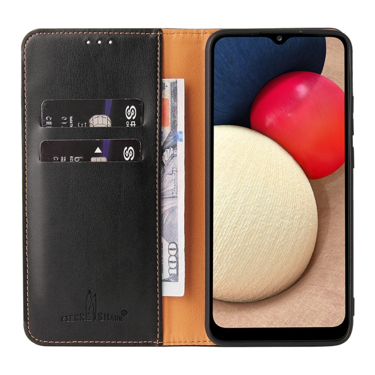 Fierre Shann PU Custodia per telefono in vera pelle con texture in pelle, For Samsung Galaxy A02s, For Samsung Galaxy A13 5G, For Samsung Galaxy A33 5G, For Samsung Galaxy A53 5G, For Samsung Galaxy A73 5G, For Samsung Galaxy S21 FE 5G