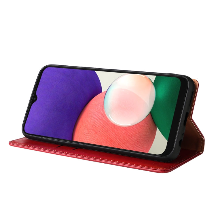 Fierre Shann PU Custodia per telefono in vera pelle con texture in pelle, For Samsung Galaxy A22 5G