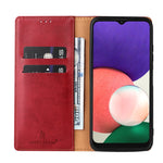 Fierre Shann PU Custodia per telefono in vera pelle con texture in pelle, For Samsung Galaxy A22 5G
