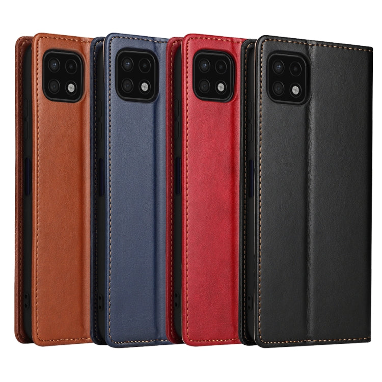 Fierre Shann PU Custodia per telefono in vera pelle con texture in pelle, For Samsung Galaxy A22 5G