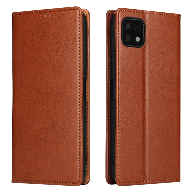 Fierre Shann PU Custodia per telefono in vera pelle con texture in pelle, For Samsung Galaxy A22 5G