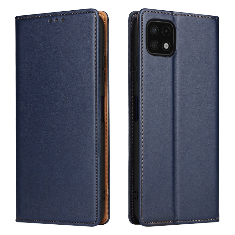 Fierre Shann PU Custodia per telefono in vera pelle con texture in pelle, For Samsung Galaxy A22 5G
