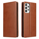 Fierre Shann PU Custodia per telefono in vera pelle con texture in pelle, For Samsung Galaxy A02s, For Samsung Galaxy A13 5G, For Samsung Galaxy A33 5G, For Samsung Galaxy A53 5G, For Samsung Galaxy A73 5G, For Samsung Galaxy S21 FE 5G