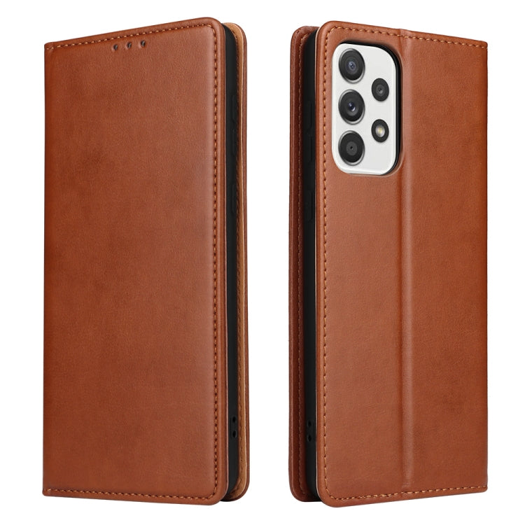 Fierre Shann PU Custodia per telefono in vera pelle con texture in pelle, For Samsung Galaxy A02s, For Samsung Galaxy A13 5G, For Samsung Galaxy A33 5G, For Samsung Galaxy A53 5G, For Samsung Galaxy A73 5G, For Samsung Galaxy S21 FE 5G