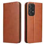 Fierre Shann PU Custodia per telefono in vera pelle con texture in pelle, For Samsung Galaxy A02s, For Samsung Galaxy A13 5G, For Samsung Galaxy A33 5G, For Samsung Galaxy A53 5G, For Samsung Galaxy A73 5G, For Samsung Galaxy S21 FE 5G