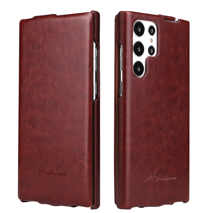 Fierre Shann 64 Custodia per telefono in pelle PU con vibrazione verticale, For Samsung Galaxy S22 5G, For Samsung Galaxy S22+ 5G, For Samsung Galaxy S22 Ultra 5G