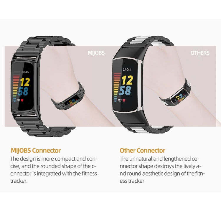 Cinturino per orologio in metallo in acciaio inossidabile Mijobs, For Fitbit Charge5