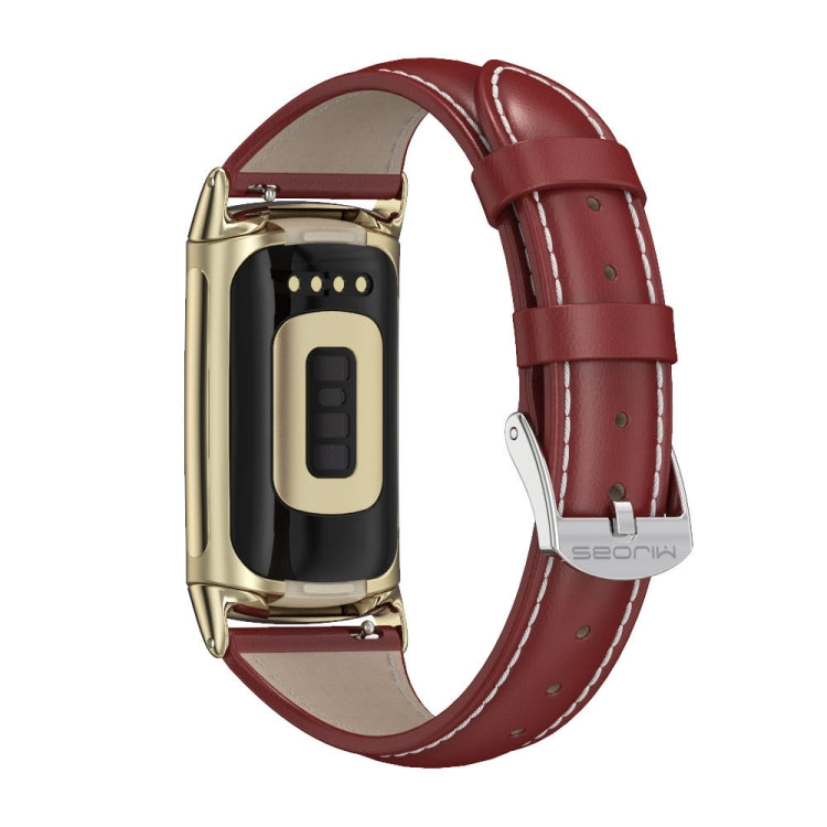 Cinturino per orologio sottile in vera pelle Mijobs, For Fitbit Charge5