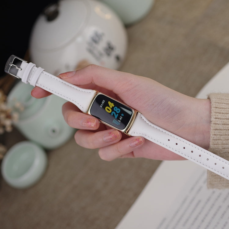 Cinturino per orologio sottile in vera pelle Mijobs, For Fitbit Charge5