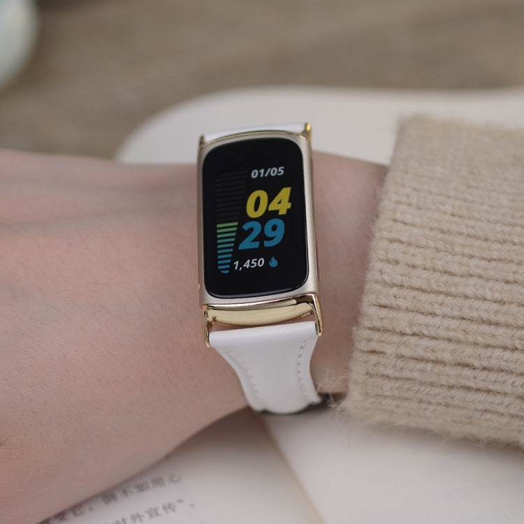 Cinturino per orologio sottile in vera pelle Mijobs, For Fitbit Charge5