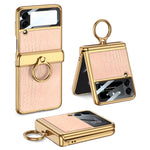 Placcatura integrata GKK + custodia in pelle per telefono a conchiglia, For Samsung Galaxy Z Flip3 5G