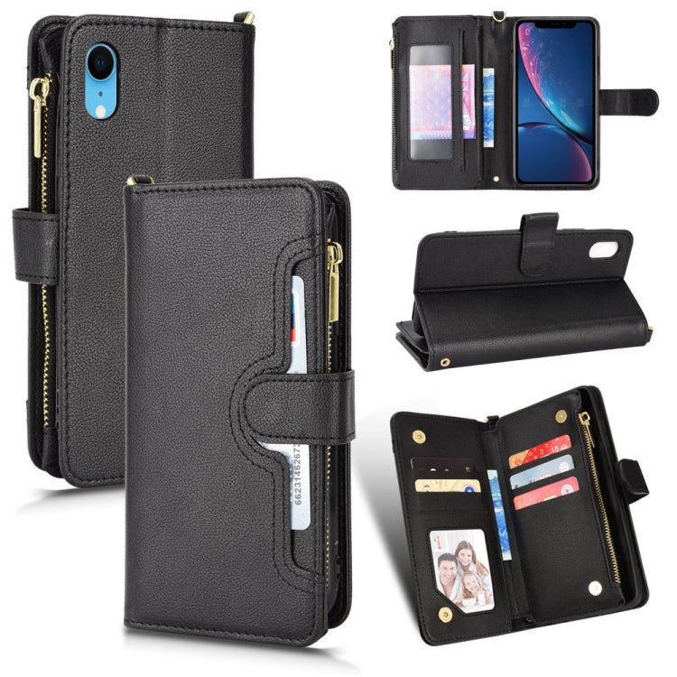 Custodia portafoglio in pelle con cerniera per iPhone XR