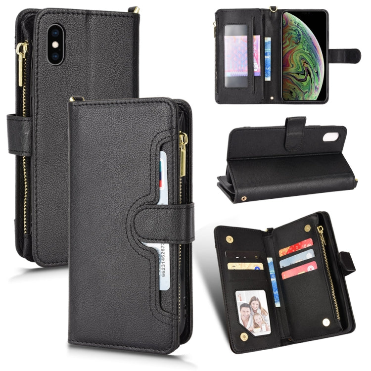 Custodia portafoglio in pelle con cerniera per iPhone XR