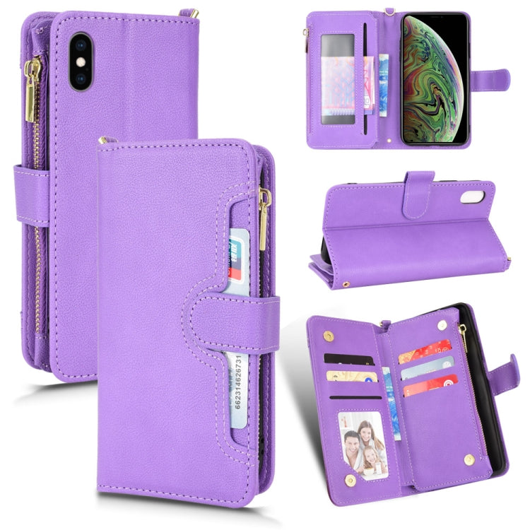 Custodia portafoglio in pelle con cerniera per iPhone XR