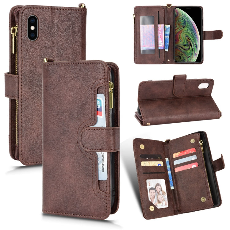 Custodia portafoglio in pelle con cerniera per iPhone XR