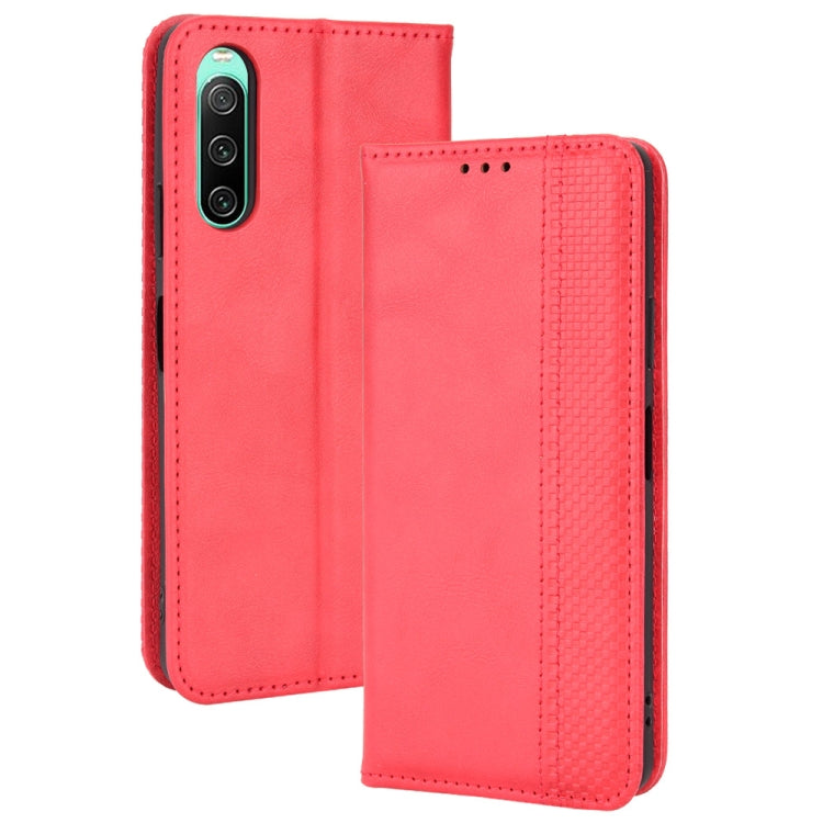 Custodia per telefono in pelle con trama retrò con fibbia magnetica, For Ulefone Power Armor 14 / 14 Pro, For Ulefone Armor X10 / X10 Pro, For Oukitel WP18, For Sony Xperia 1 IV, For Sony Xperia 10 IV, For Sharp Aquos R7