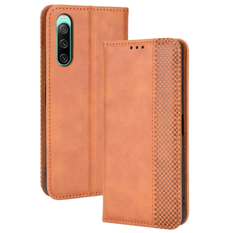 Custodia per telefono in pelle con trama retrò con fibbia magnetica, For Ulefone Power Armor 14 / 14 Pro, For Ulefone Armor X10 / X10 Pro, For Oukitel WP18, For Sony Xperia 1 IV, For Sony Xperia 10 IV, For Sharp Aquos R7