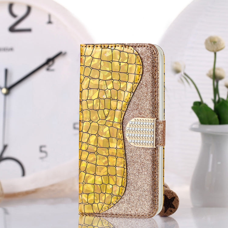 Custodia per telefono in pelle con texture coccodrillo in polvere glitterata laser, For Samsung Galaxy A13 4G, For Xiaomi Redmi 10C