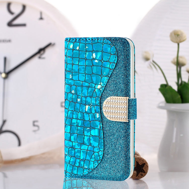 Custodia per telefono in pelle con texture coccodrillo in polvere glitterata laser, For Samsung Galaxy A13 4G, For Xiaomi Redmi 10C