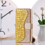 Custodia per telefono in pelle con texture coccodrillo in polvere glitterata laser, For Samsung Galaxy A13 4G, For Xiaomi Redmi 10C