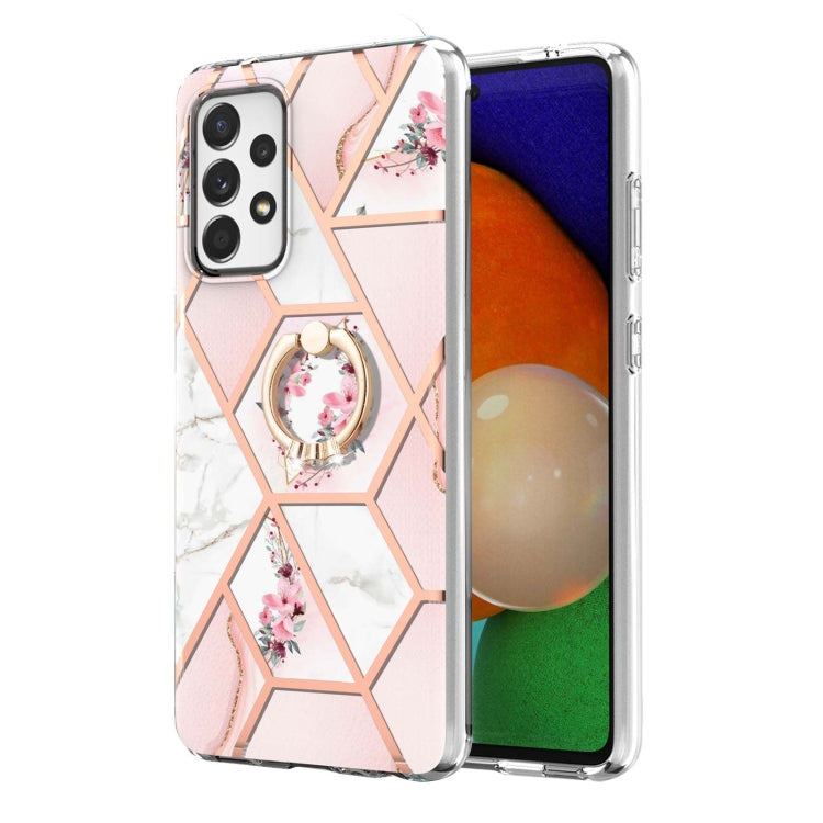 Custodia porta anello in TPU con motivo floreale in marmo, For Samsung Galaxy A13 4G, For Samsung Galaxy A23 5G / 4G, For Samsung Galaxy A33 5G, For Samsung Galaxy A53 5G, For Samsung Galaxy A73 5G, For Samsung Galaxy Note20