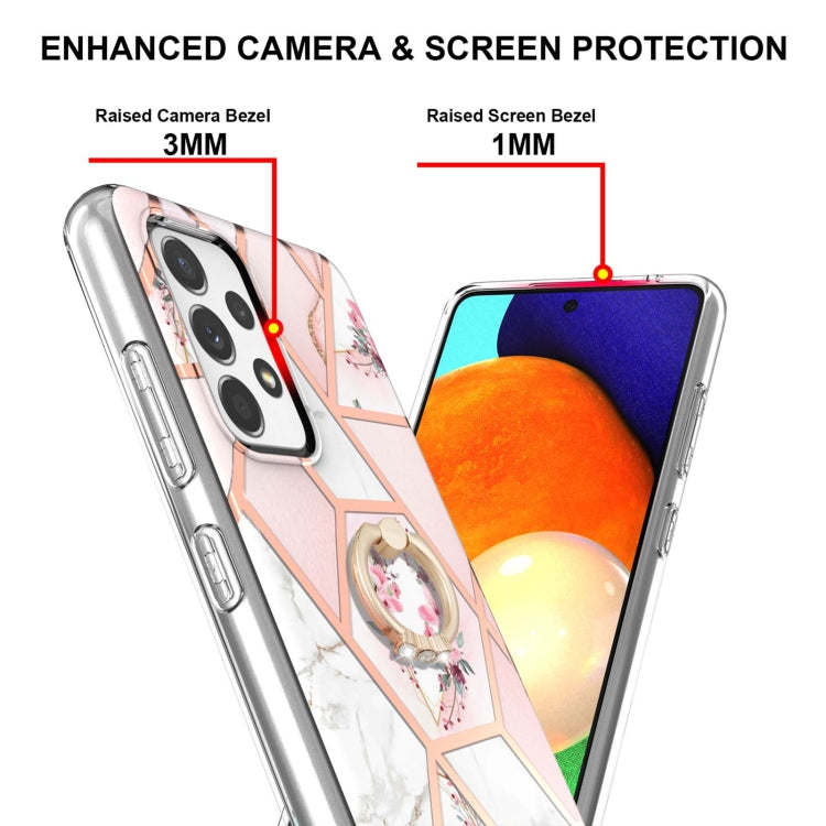 Custodia porta anello in TPU con motivo floreale in marmo, For Samsung Galaxy A13 4G, For Samsung Galaxy A23 5G / 4G, For Samsung Galaxy A33 5G, For Samsung Galaxy A53 5G, For Samsung Galaxy A73 5G, For Samsung Galaxy Note20