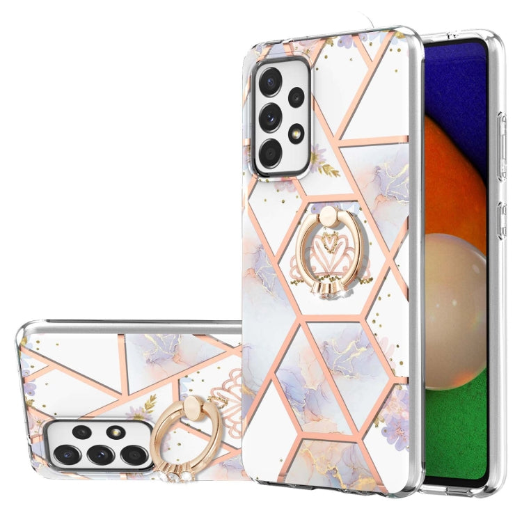 Custodia porta anello in TPU con motivo floreale in marmo, For Samsung Galaxy A13 4G, For Samsung Galaxy A23 5G / 4G, For Samsung Galaxy A33 5G, For Samsung Galaxy A53 5G, For Samsung Galaxy A73 5G, For Samsung Galaxy Note20