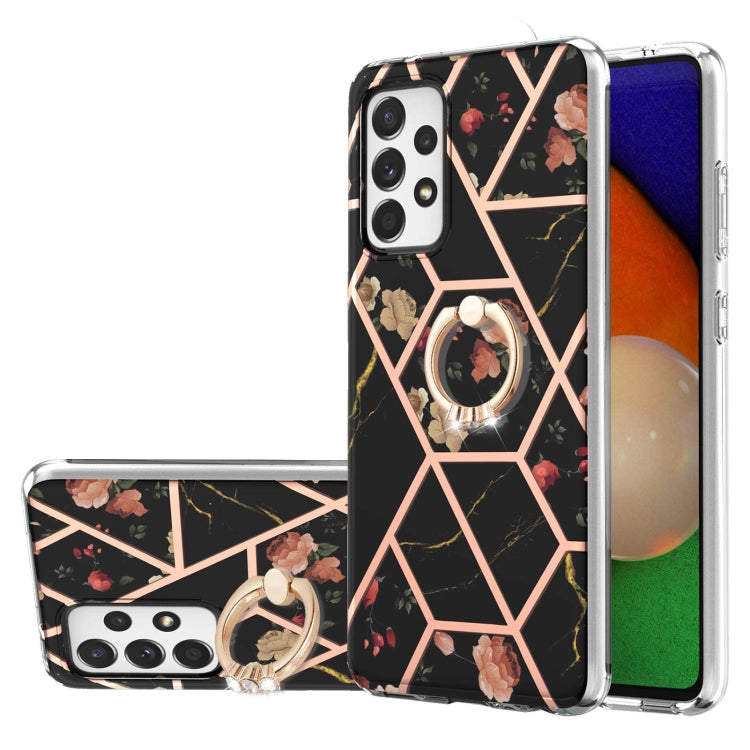 Custodia porta anello in TPU con motivo floreale in marmo, For Samsung Galaxy A13 4G, For Samsung Galaxy A23 5G / 4G, For Samsung Galaxy A33 5G, For Samsung Galaxy A53 5G, For Samsung Galaxy A73 5G, For Samsung Galaxy Note20