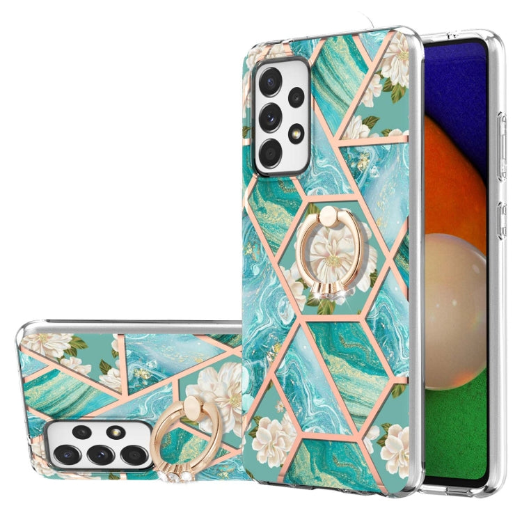 Custodia porta anello in TPU con motivo floreale in marmo, For Samsung Galaxy A13 4G, For Samsung Galaxy A23 5G / 4G, For Samsung Galaxy A33 5G, For Samsung Galaxy A53 5G, For Samsung Galaxy A73 5G, For Samsung Galaxy Note20