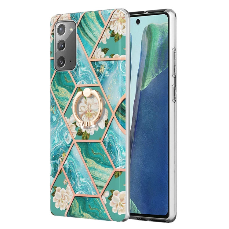 Custodia porta anello in TPU con motivo floreale in marmo, For Samsung Galaxy A13 4G, For Samsung Galaxy A23 5G / 4G, For Samsung Galaxy A33 5G, For Samsung Galaxy A53 5G, For Samsung Galaxy A73 5G, For Samsung Galaxy Note20