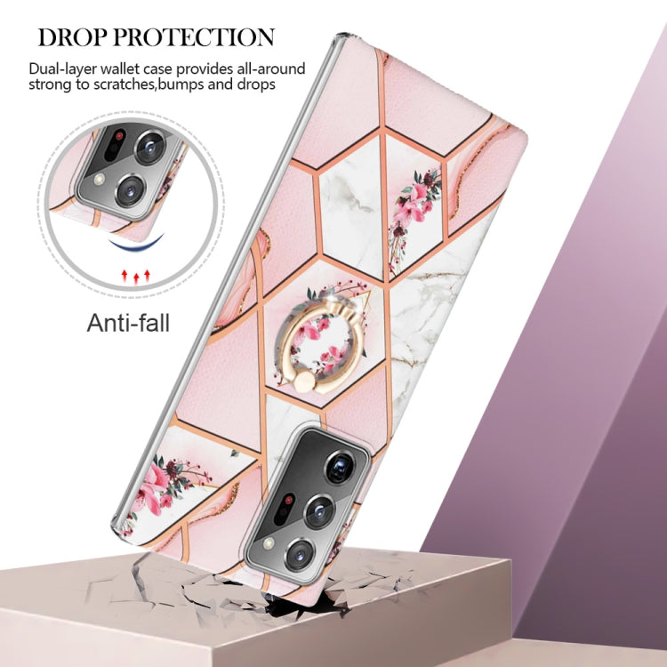Custodia porta anello in TPU con motivo floreale in marmo, For Samsung Galaxy Note20 Ultra, For Samsung Galaxy S22 5G, For Samsung Galaxy S22+ 5G, For Samsung Galaxy S22 Ultra 5G
