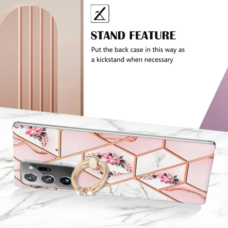 Custodia porta anello in TPU con motivo floreale in marmo, For Samsung Galaxy Note20 Ultra, For Samsung Galaxy S22 5G, For Samsung Galaxy S22+ 5G, For Samsung Galaxy S22 Ultra 5G