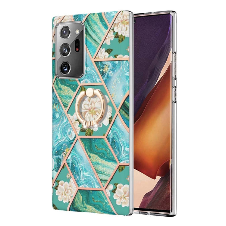Custodia porta anello in TPU con motivo floreale in marmo, For Samsung Galaxy Note20 Ultra, For Samsung Galaxy S22 5G, For Samsung Galaxy S22+ 5G, For Samsung Galaxy S22 Ultra 5G