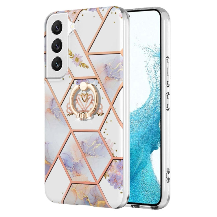 Custodia porta anello in TPU con motivo floreale in marmo, For Samsung Galaxy Note20 Ultra, For Samsung Galaxy S22 5G, For Samsung Galaxy S22+ 5G, For Samsung Galaxy S22 Ultra 5G