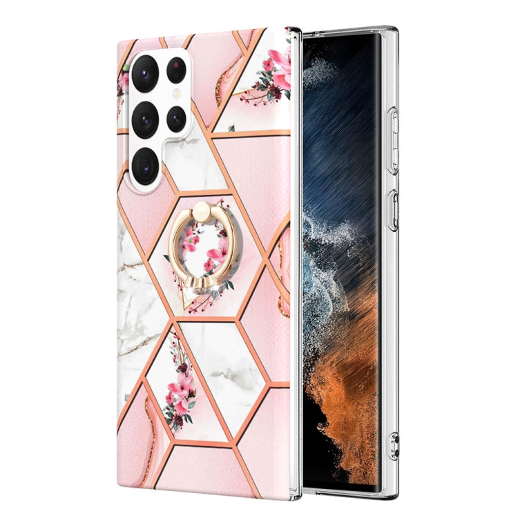 Custodia porta anello in TPU con motivo floreale in marmo, For Samsung Galaxy Note20 Ultra, For Samsung Galaxy S22 5G, For Samsung Galaxy S22+ 5G, For Samsung Galaxy S22 Ultra 5G