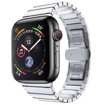 Cinturino per orologio con fibbia a farfalla in acciaio con una perlina per la serie Apple Watch, For Apple Watch Series 8&7 41mm, For Apple Watch Ultra 49mm / Series 8&7 45mm, 7 41mm / 6&SE&5&4 40mm / 3&2&1 38mm, 7 45mm / 6&SE&5&4 44mm / 3&2&1 42mm