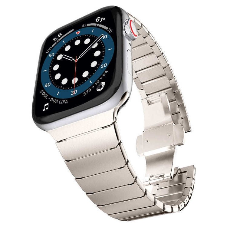 Cinturino per orologio con fibbia a farfalla in acciaio con una perlina per la serie Apple Watch, For Apple Watch Series 8&7 41mm, For Apple Watch Ultra 49mm / Series 8&7 45mm, 7 41mm / 6&SE&5&4 40mm / 3&2&1 38mm, 7 45mm / 6&SE&5&4 44mm / 3&2&1 42mm