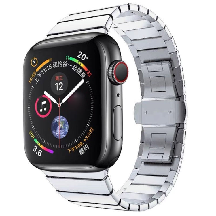 Cinturino per orologio con fibbia a farfalla in acciaio con una perlina per la serie Apple Watch, For Apple Watch Series 8&7 41mm, For Apple Watch Ultra 49mm / Series 8&7 45mm, 7 41mm / 6&SE&5&4 40mm / 3&2&1 38mm, 7 45mm / 6&SE&5&4 44mm / 3&2&1 42mm