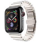 Cinturino per orologio con fibbia a farfalla in acciaio con una perlina per la serie Apple Watch, For Apple Watch Series 8&7 41mm, For Apple Watch Ultra 49mm / Series 8&7 45mm, 7 41mm / 6&SE&5&4 40mm / 3&2&1 38mm, 7 45mm / 6&SE&5&4 44mm / 3&2&1 42mm