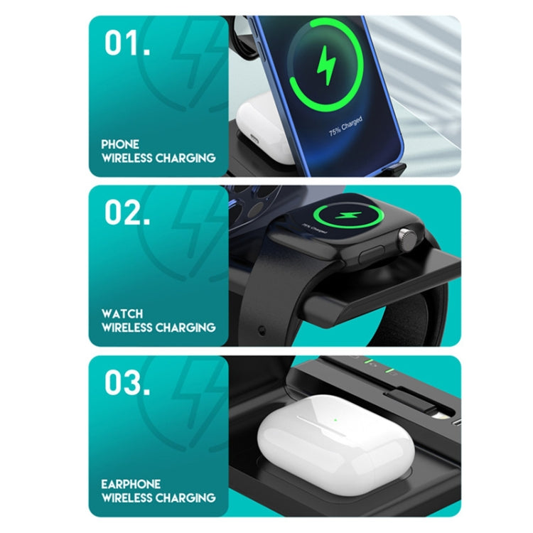 Caricabatterie wireless 15W 6 in 1 con supporto multifunzione