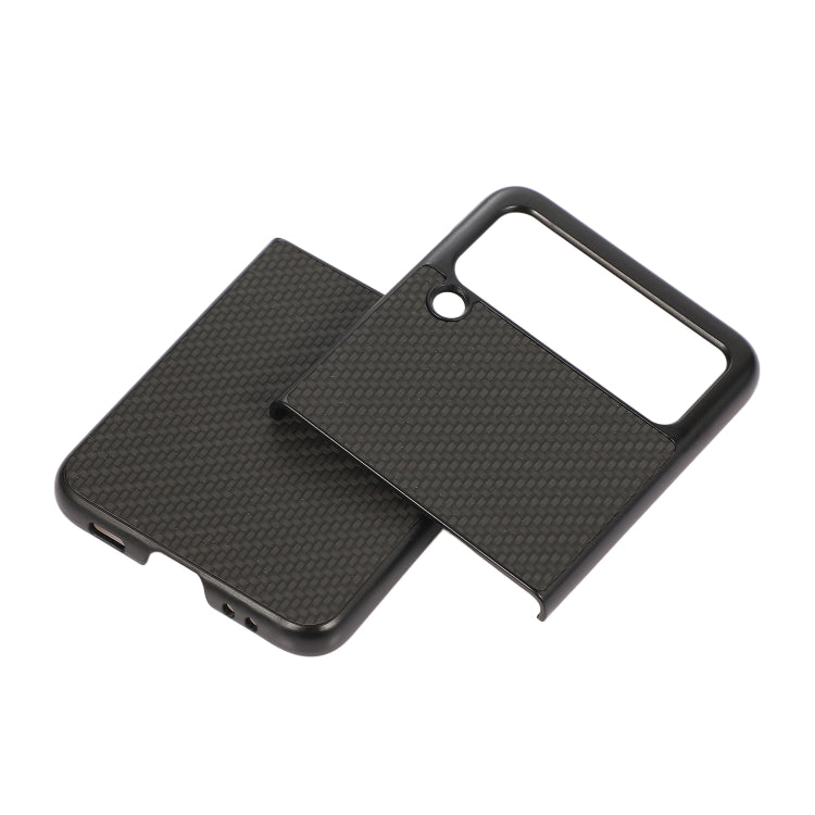 Custodia per telefono in pelle PU con trama in fibra di carbonio, For Samsung Galaxy Z Flip3 5G